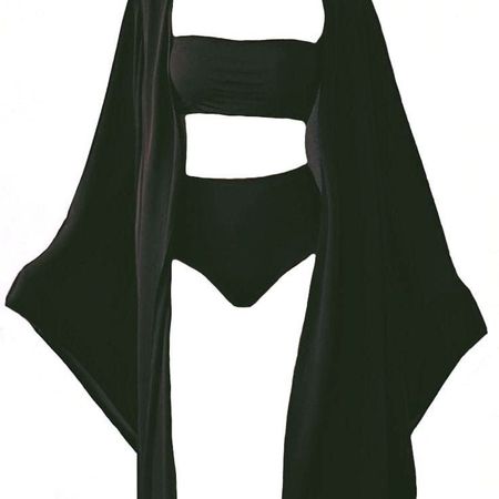 black lingerie and robe