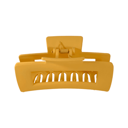 ACRYLIC MATTE COATED RECTANGLE HAIR CLAW CLIP - YELLOW