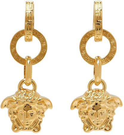 Versace: Gold Palazzo Earrings | SSENSE