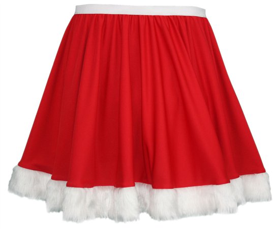 Details about Ladies Red Santa Claus Full Circle 15" Skater Skirt with White Faux Fur Trim