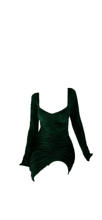 Ruched Velvet Green Dress