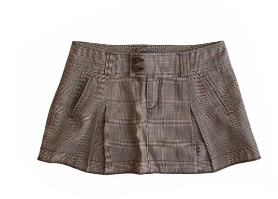 brown pleated mini skirt