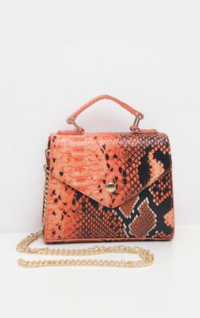 Orange Snake Envelope Mini Cross Body Bag | PrettyLittleThing