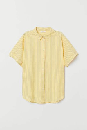 Short-sleeved Cotton Shirt - Yellow
