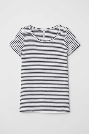 T-shirt - White/black striped - Ladies | H&M US