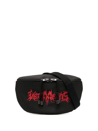 Shop black Vetements logo-embroidered belt bag with Express Delivery - Farfetch