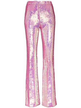Pink Paco Rabanne High-Waist Sequinned Trousers | Farfetch.com
