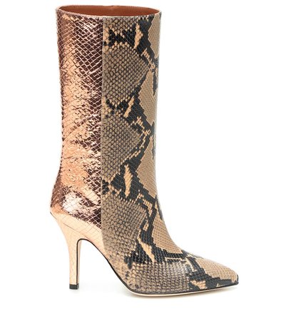 Metallic Snake-Effect Leather Boots | Paris Texas - Mytheresa