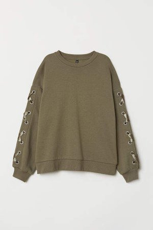Sweatshirt with Lacing - Green