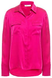 bright pink collar satin shirt - Google Search
