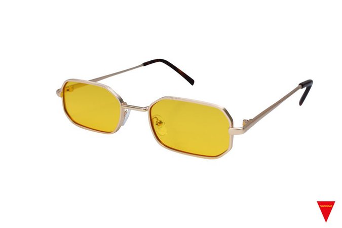 Yellow Square Sunglasses Thin 90's Vibe Gold Black | Etsy