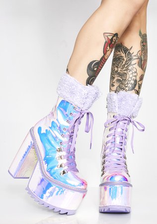 Club Exx Frosted Fairyland Platform Boots | Dolls Kill