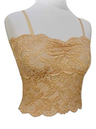 Amazon.com: Womens Gold See Through Elastic Floral Lace Tank Top: Handmade
