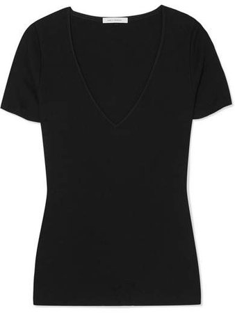 Marisa Ribbed Organic Cotton-jersey T-shirt - Black