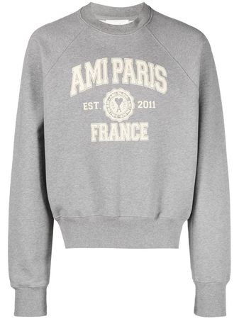 AMI Paris logo-print Organic Cotton Sweatshirt - Farfetch