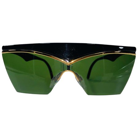 Yves Saint Laurent 1980's Rare Black and Gold Dead Stock Sunglasses For Sale at 1stDibs