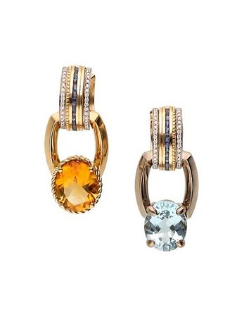 Shop DOLCE&GABBANA Special Pieces 18K White & Yellow Gold, Diamond, Aquamarine, Citrine & Blue Sapphire Drop Earrings | Saks Fifth Avenue
