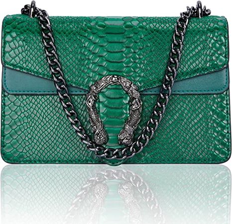 Amazon.com: Aiqudou Crossbody Handbags for Women Snake Print Leather Shoulder Bag Chain Purse Satchel Evening Bag(New Green) : Clothing, Shoes & Jewelry