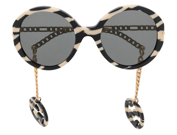 Gucci Zebra-Stripes Round-Frame Sunglasses
