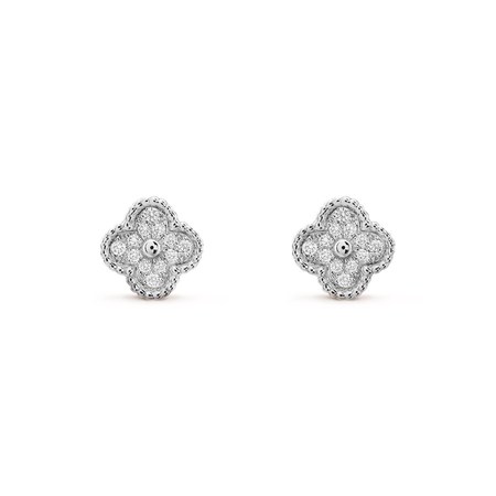 $6000.00 𝐕𝐀𝐍 𝐂𝐋𝐄𝐄𝐅 𝐀𝐑𝐏𝐄𝐋𝐒 18k White Gold,Diamond Earrings.