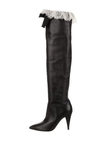 Philosophy di Lorenzo Serafini contrasting Lace Trim Embellishment Boots - Black Boots, Shoes - WPHIL23968 | The RealReal