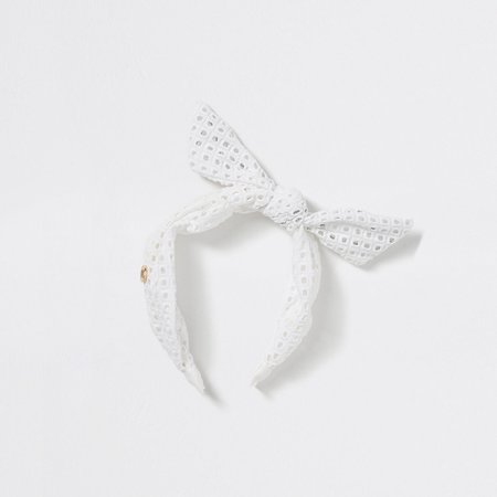 Girls white crochet bow headband | River Island