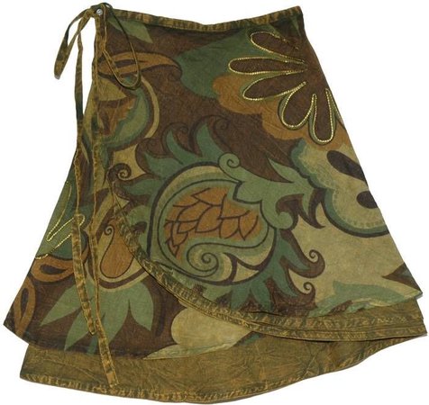 green and brown skirt