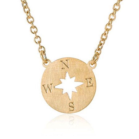 Amazon.com: HUAN XUN Gold Compass Necklace Direction of Life & I'd Be Lost Without You, 16": Clothing