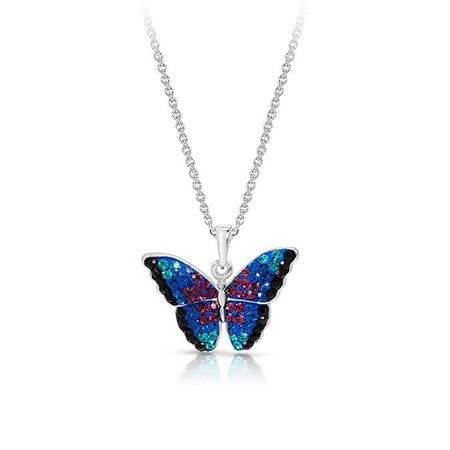 Amazon.com: BLING BIJOUX Blue Rainbow Crystal Monarch Butterfly Pendant Never Rust 925 Sterling Silver Natural and Hypoallergenic Chain with Free Breathtaking Gift Box for a Special Moment of Love: Clothing