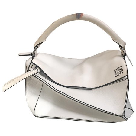 Puzzle leather handbag Loewe White in Leather - 9531142
