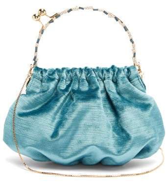 By Michela Panero - Versailles Crystal Embellished Velvet Clutch - Womens - Blue