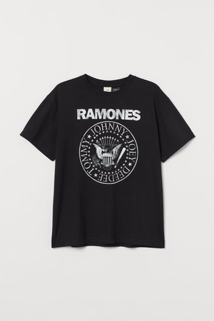 T-shirt with Printed Design - Black/Ramones - Ladies | H&M US