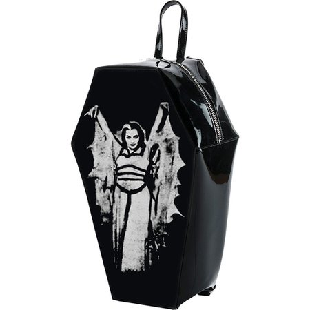 *clipped by @luci-her* Munsters Lily Munster Coffin Backpack by Rock Rebel Backpack | Rockabilia Merch Store