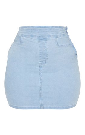 Shape Light Wash Cut Out Pocket Mini Skirt | PrettyLittleThing