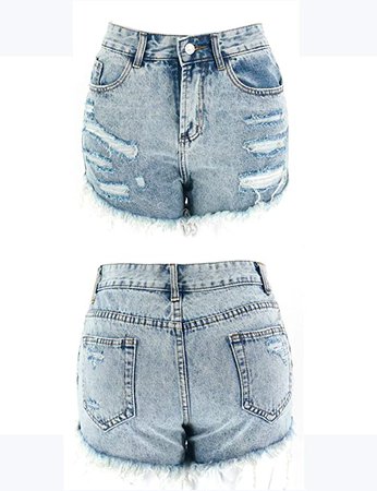 LilyCoco Women's Raw Hem Mid Rise Ripped Denim Shorts Frayed Distressed Jeans Short at Amazon Women’s Clothing store
