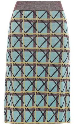 Metallic Jacquard-knit Pencil Skirt