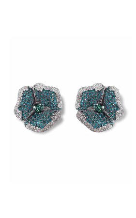 One Of A Kind Bloom 18k White Gold , Diamond And Sapphire Earrings By As29 | Moda Operandi