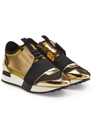 Race Runner Sneakers with Metallic Leather and Satin Gr. IT 36