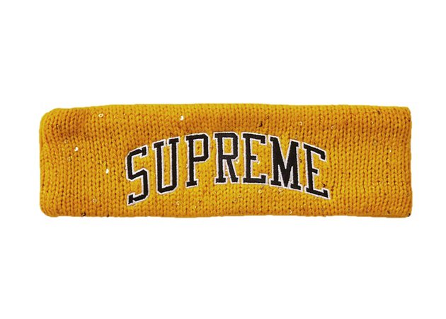 Supreme New Era Sequin Arc Logo Headband Yellow - FW18