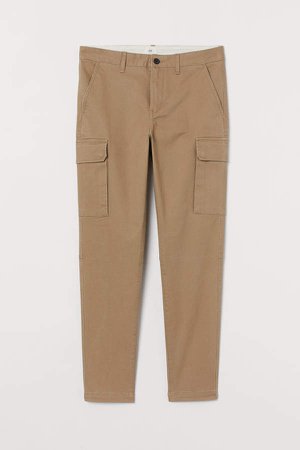Skinny Fit Cargo Pants - Beige