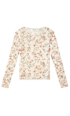 Tulle floral T-shirt - Women's Just in | Stradivarius United States
