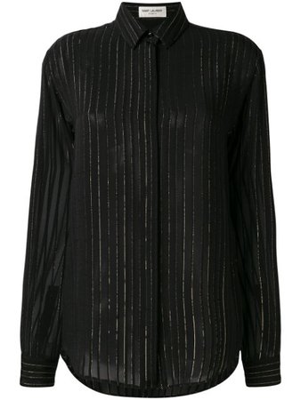 Saint Laurent Lurex Stripe Sheer Shirt 512192Y200S Black | Farfetch