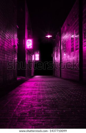 Neon Lights Along Ally Way Stock Photo (Edit Now) 1437710099
