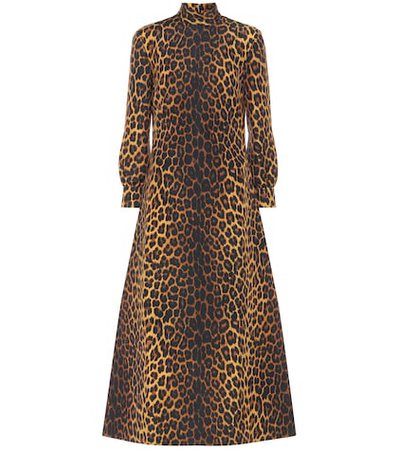Leopard-print wool-blend dress