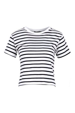 Petite Cotton Striped Boxy Fit T-Shirt | Boohoo