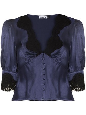 Rixo Amanda lace-trim blouse - FARFETCH