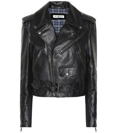 Printed Leather Biker Jacket - Balenciaga | mytheresa