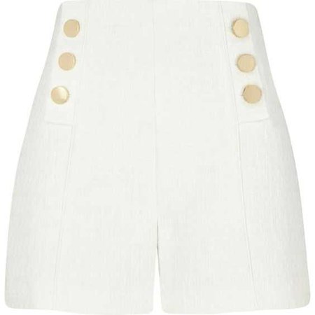 River Island White tweed button front shorts