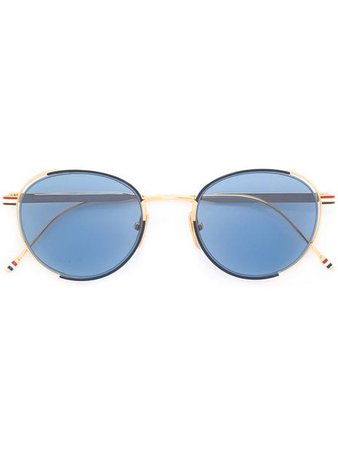 Thom Browne Eyewear Navy Enamel & 18k Gold Sunglasses
