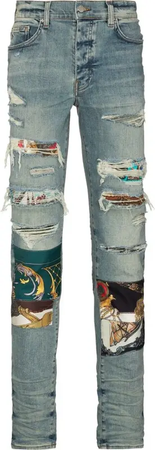 Amiri Scarves Art Patch Jeans